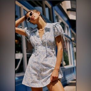 Free People Blue and White Floral Mini Dress